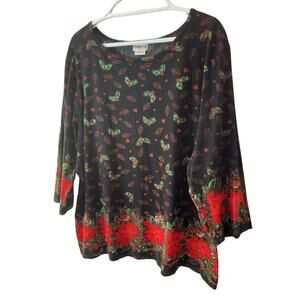 Bonworth XL Sequin Poinsettia Christmas Holiday Shirt Sweater Holly